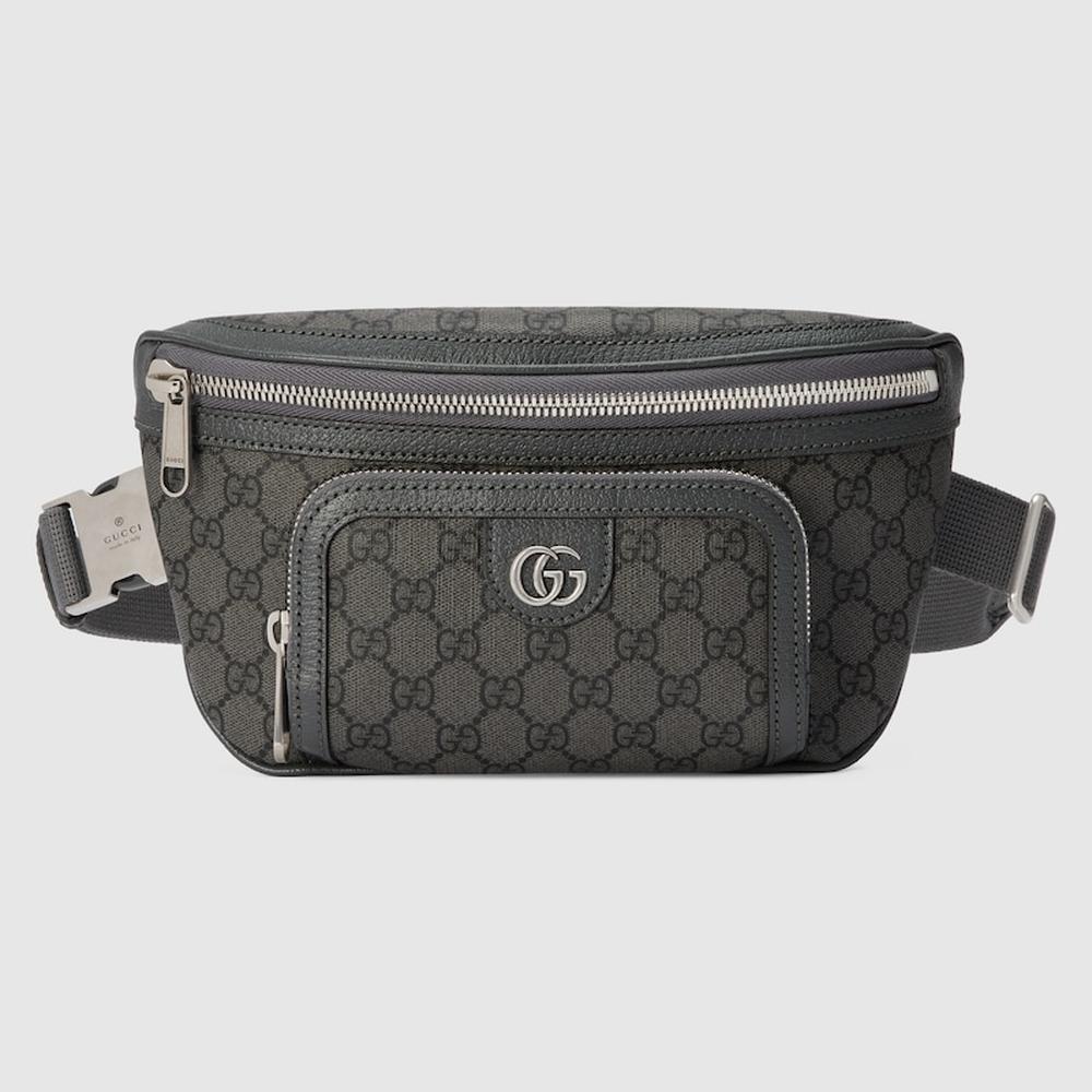 GUCCI Men Ophidia small belt bag Grey and black GG Supreme canvas 733868 UULHK 8576