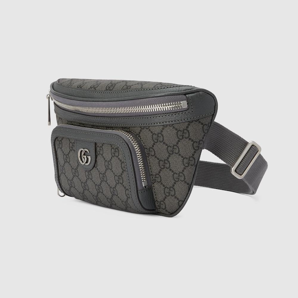 GUCCI Men Ophidia small belt bag Grey and black GG Supreme canvas 733868 UULHK 8576