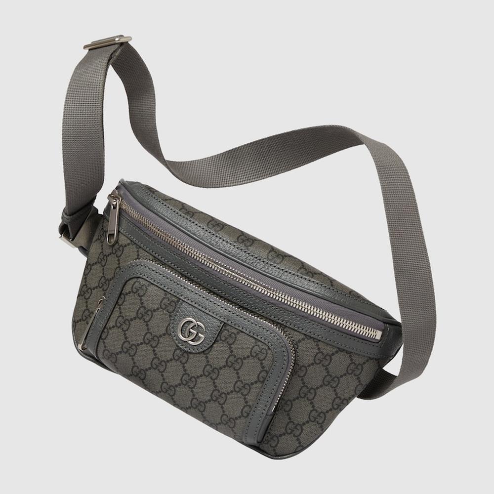 GUCCI Men Ophidia small belt bag Grey and black GG Supreme canvas 733868 UULHK 8576