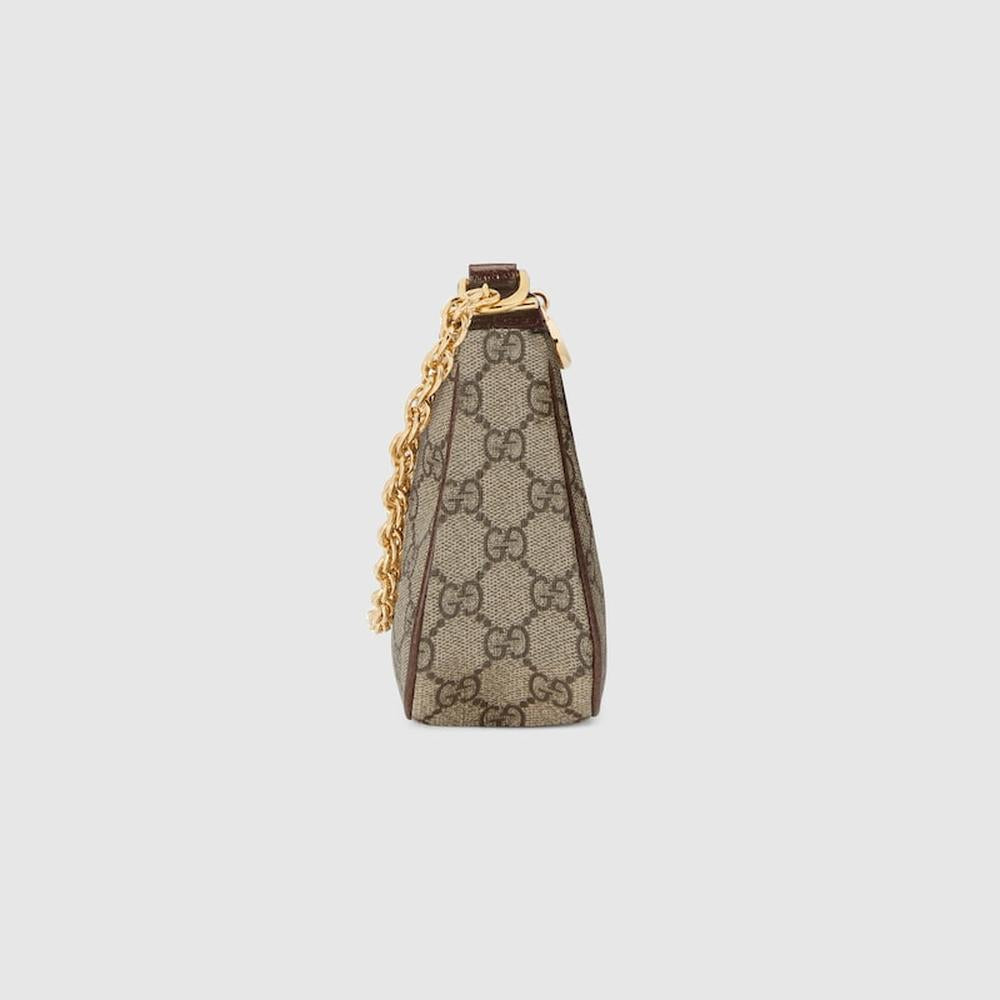 حقيبة كتف صغيرة للنساء من GUCCI Ophidia باللون البيج والبني الداكن من قماش GG Supreme 735132 FABLE 9442