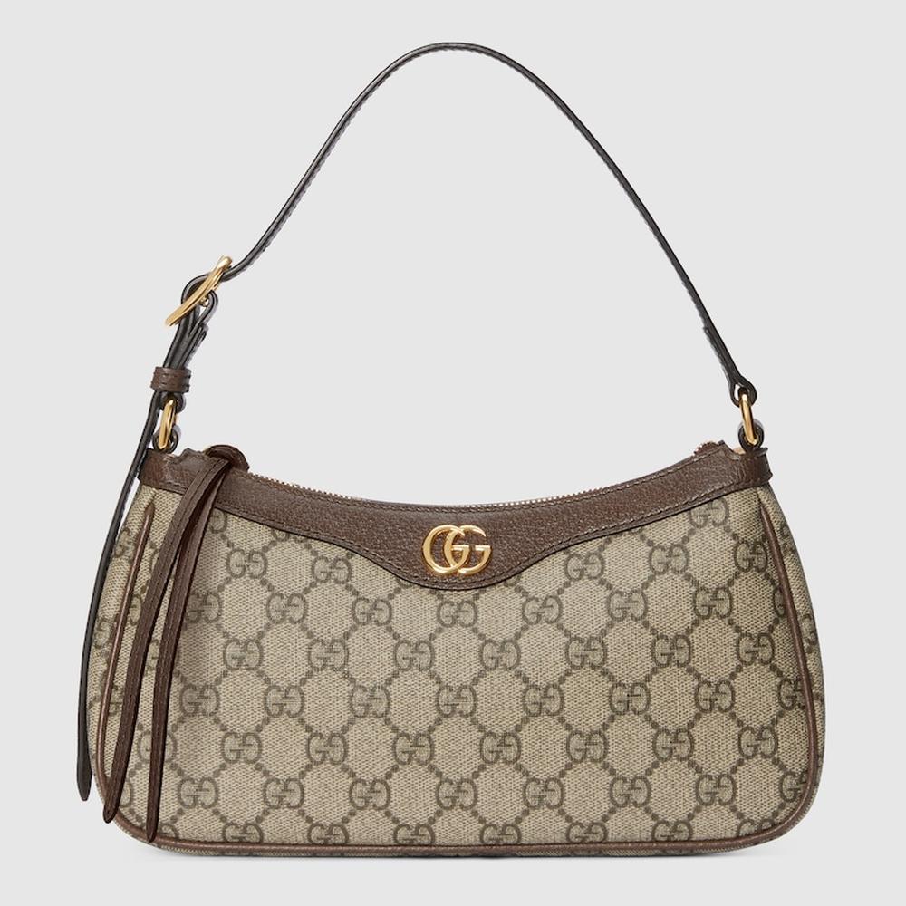 GUCCI Women Ophidia small shoulder bag Beige and dark brown 735145 KAAAD 8358