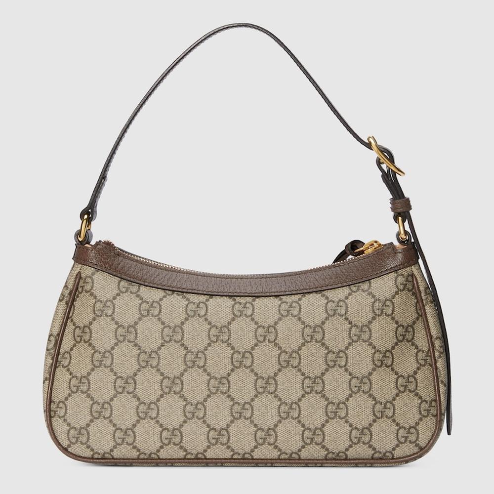 GUCCI Women Ophidia small shoulder bag Beige and dark brown 735145 KAAAD 8358