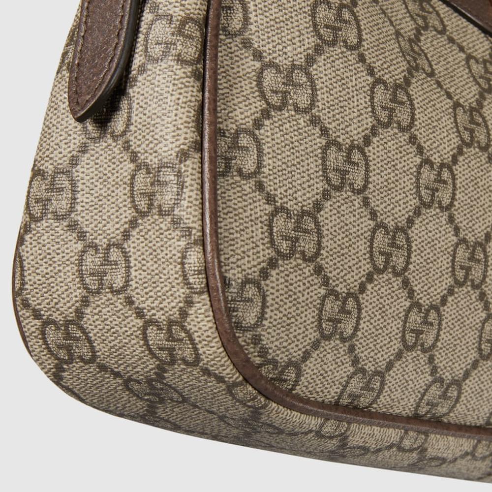 GUCCI Women Ophidia small shoulder bag Beige and dark brown 735145 KAAAD 8358