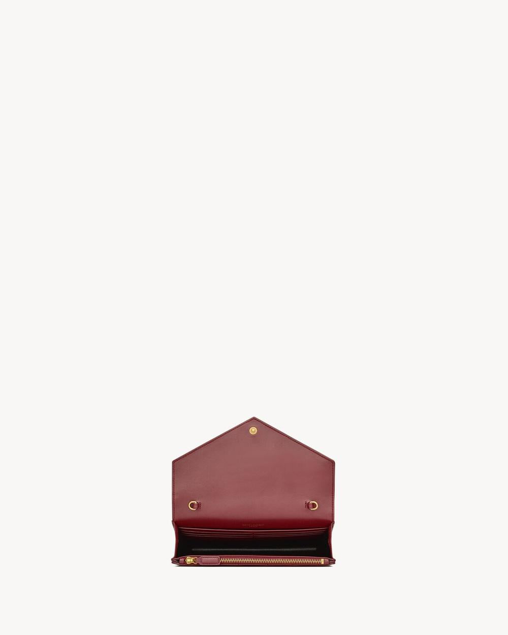 SAINT LAURENT Women cassandre envelope chain wallet in lambskin ROUGE MERLOT 742920AAA446592