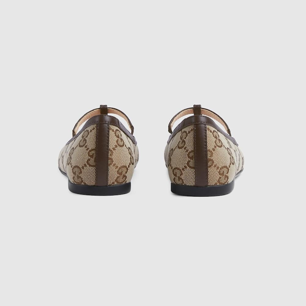 حذاء باليه مسطح للأطفال GUCCI Kids Double G باللون البيج 750609 FACYJ 9754