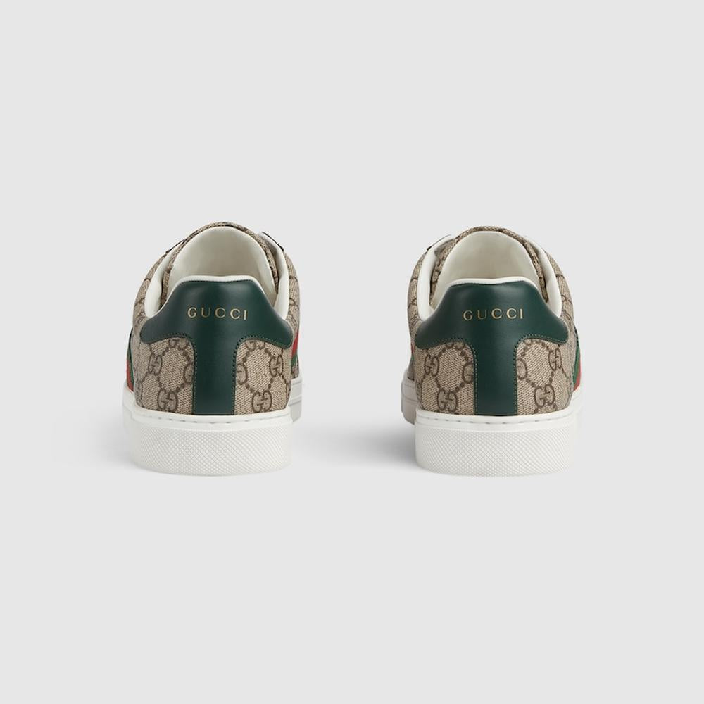 حذاء رياضي Gucci Ace للرجال من GUCCI مع شريط ويب باللون البيج والأبنوس GG Supreme 760775 FACMZ 9746