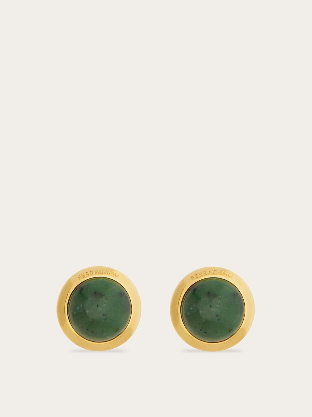 FERRAGAMO Women Earring with hard stone Gold/Olive Green 760788 778087