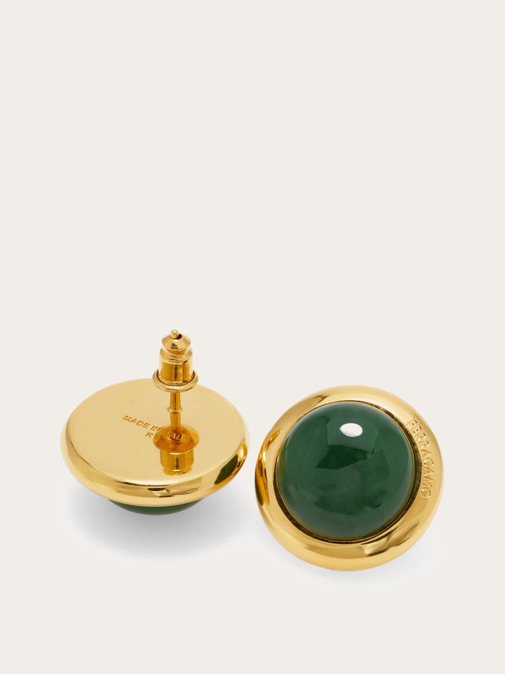 FERRAGAMO Women Earring with hard stone Gold/Olive Green 760788 778087