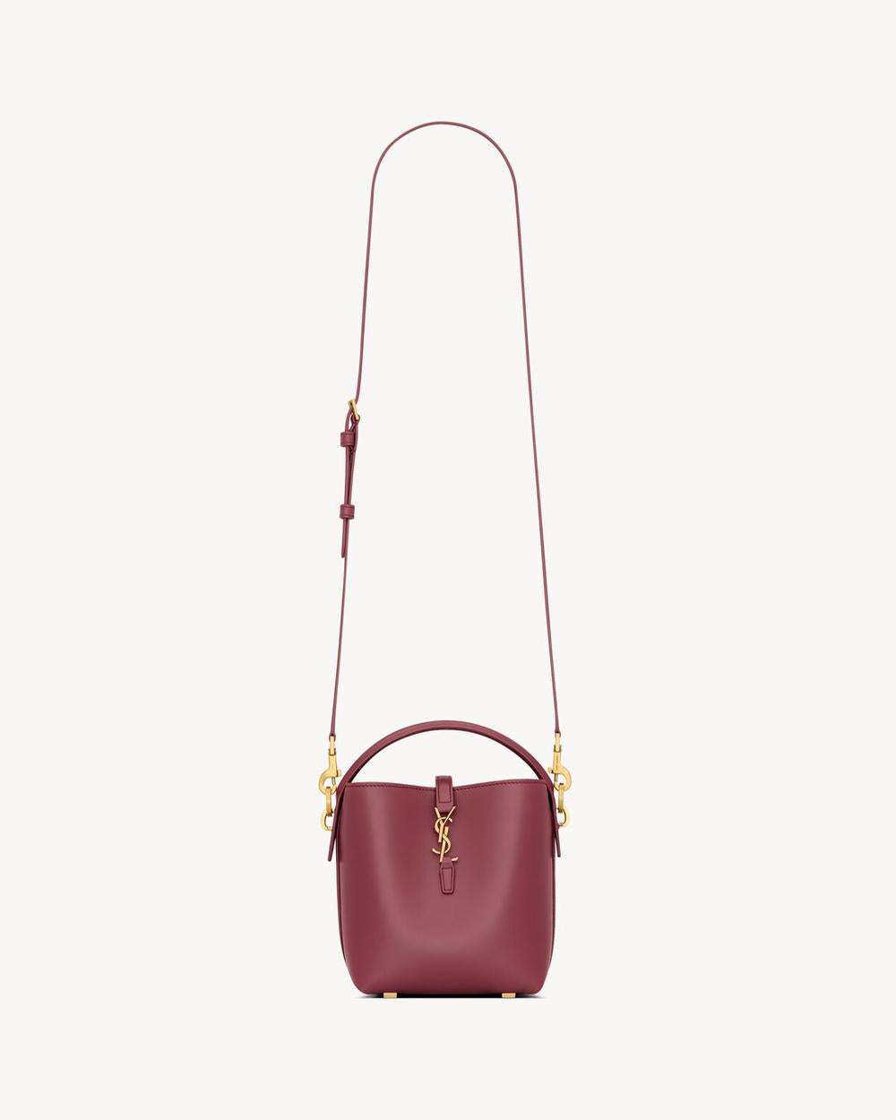 SAINT LAURENT Women le 37 mini in shiny leather ROUGE MERLOT 7658702R20W6592