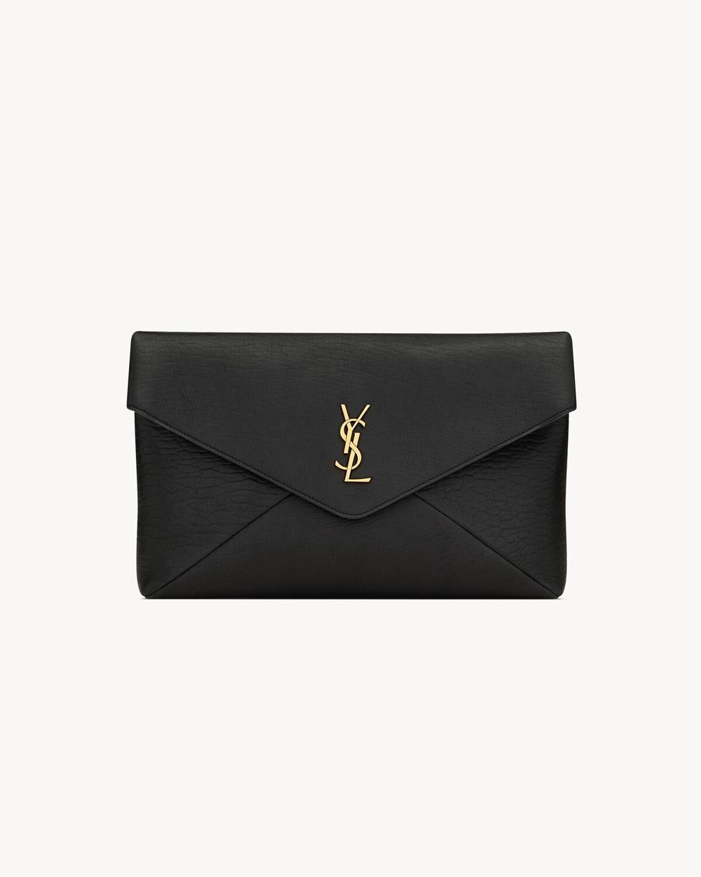 SAINT LAURENT Women cassandre large envelope pouch in lambskin BLACK 769307AACYT1000