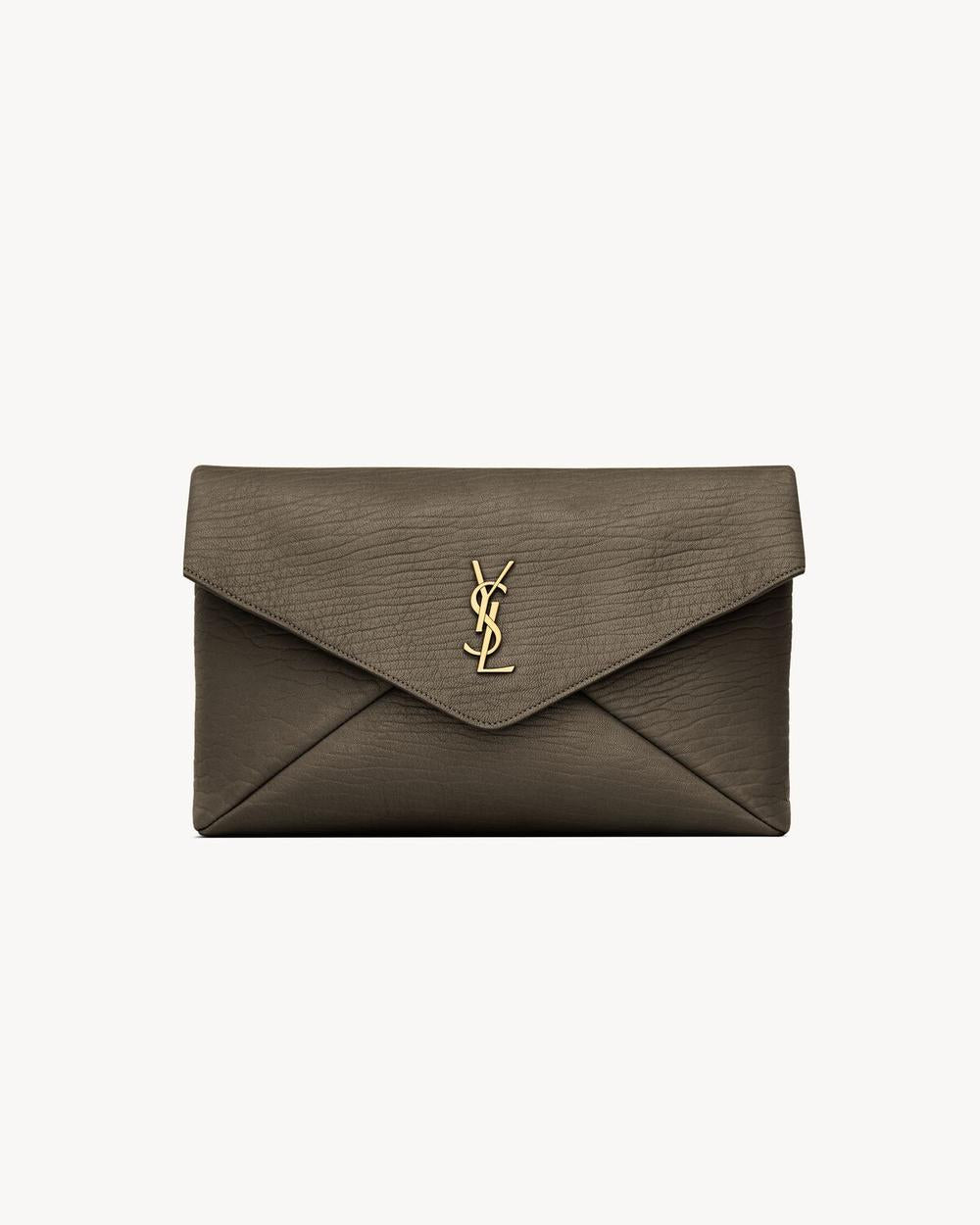 SAINT LAURENT Women cassandre large envelope pouch in lambskin LIGHT MUSK 769307AACYT3212