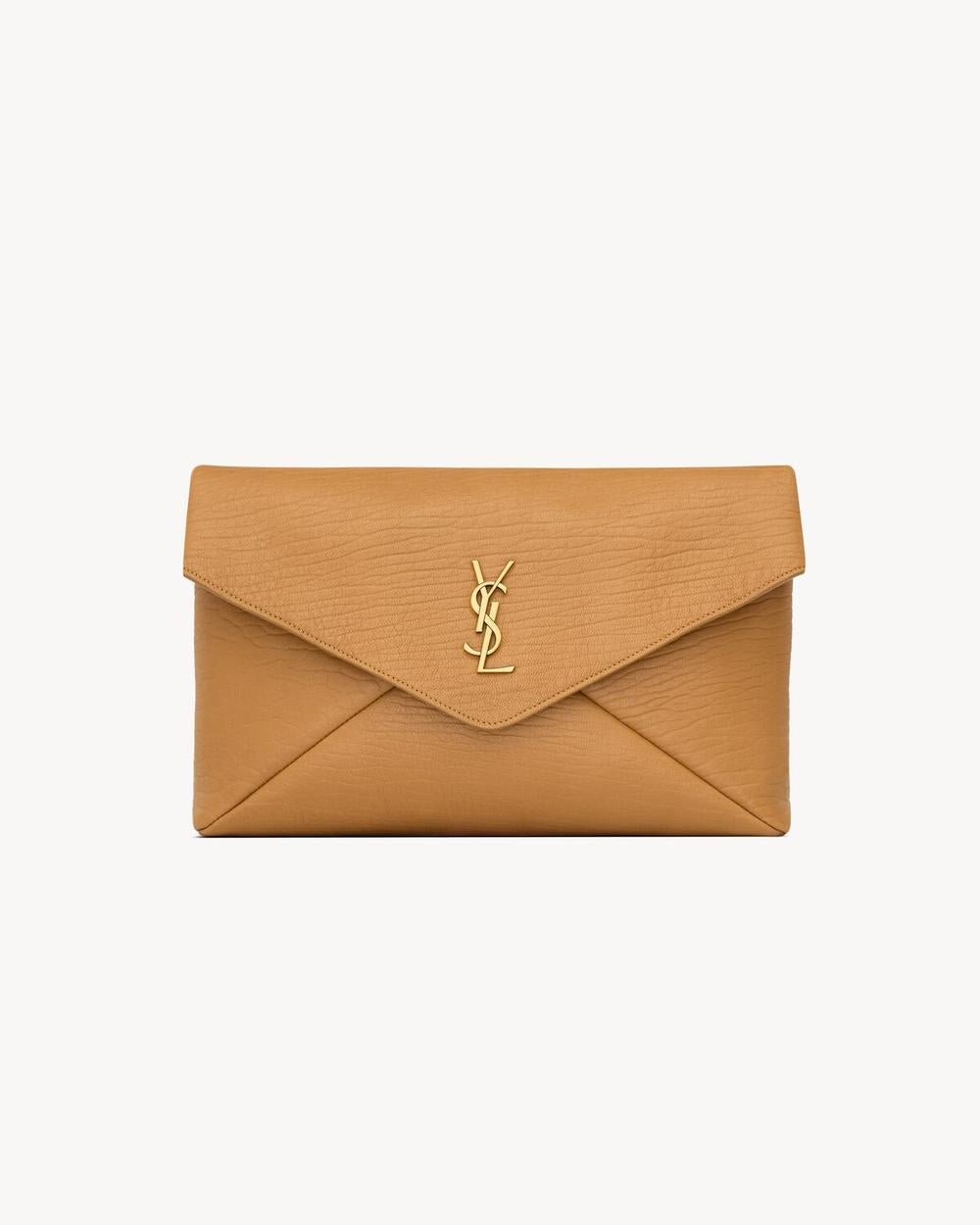 SAINT LAURENT Women cassandre large envelope pouch in lambskin DARK SUN 769307AACYT7884