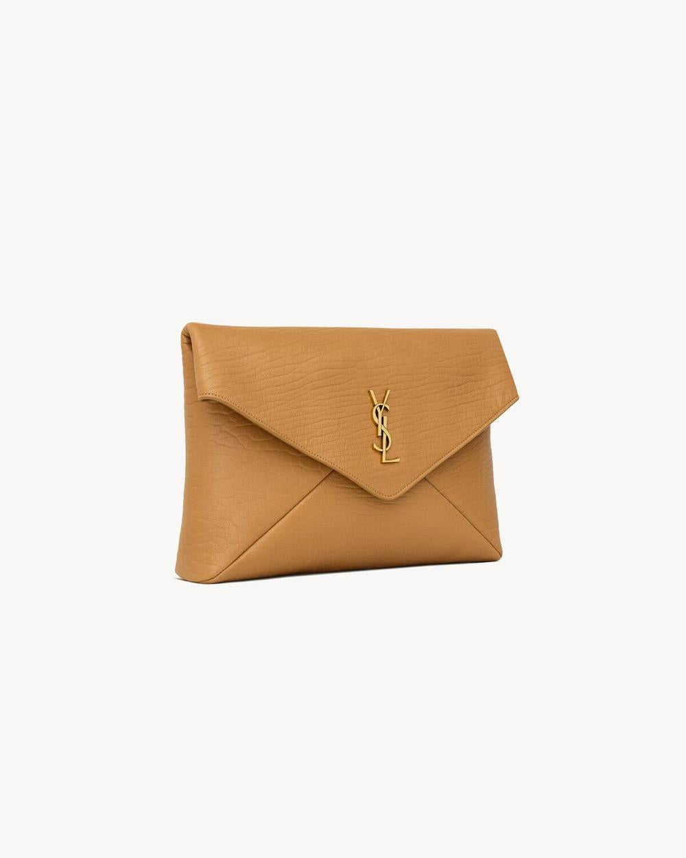 SAINT LAURENT Women cassandre large envelope pouch in lambskin DARK SUN 769307AACYT7884