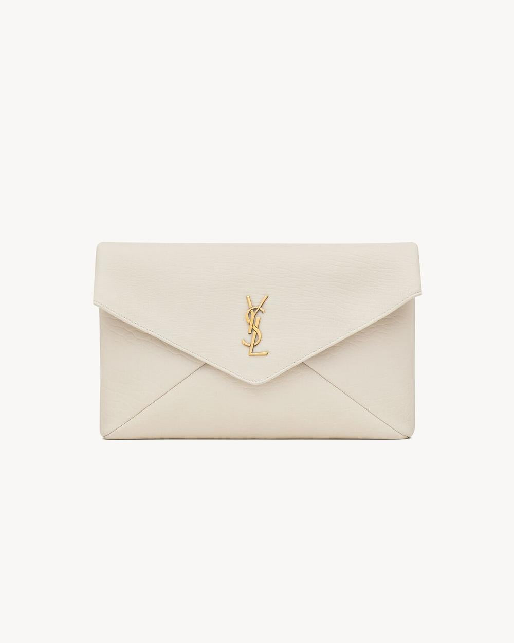 SAINT LAURENT Women cassandre large envelope pouch in lambskin BLANC VINTAGE 769307AACYT9207