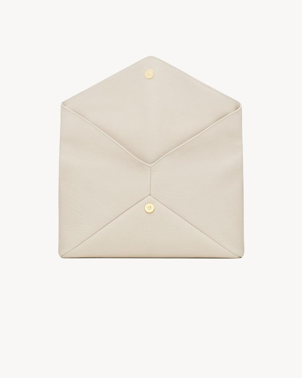 SAINT LAURENT Women cassandre large envelope pouch in lambskin BLANC VINTAGE 769307AACYT9207