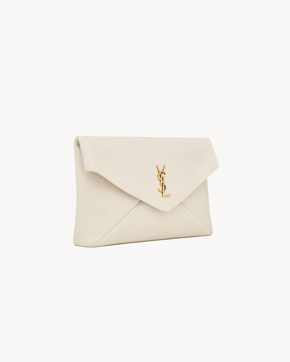 SAINT LAURENT Women cassandre large envelope pouch in lambskin BLANC VINTAGE 769307AACYT9207