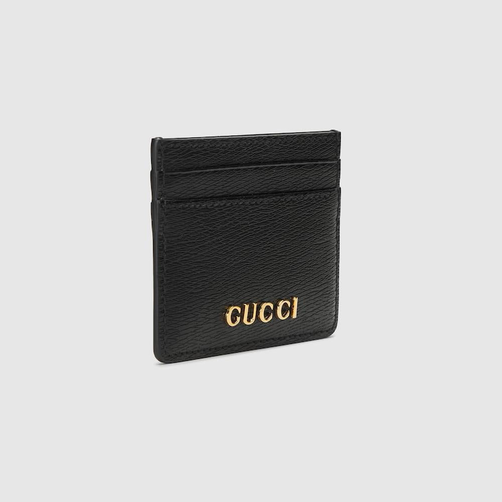 GUCCI Men Card case with Gucci script black leather 773428 0OP0N 1000