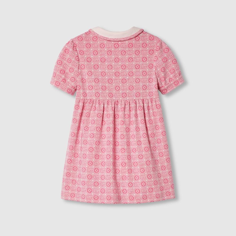 GUCCI Kids Children Double G cotton dress Pink ‎786739 XJGN1 5057