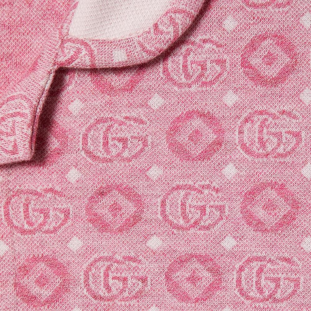 فستان GUCCI Kids Double G من القطن باللون الوردي ‎786739 XJGN1 5057