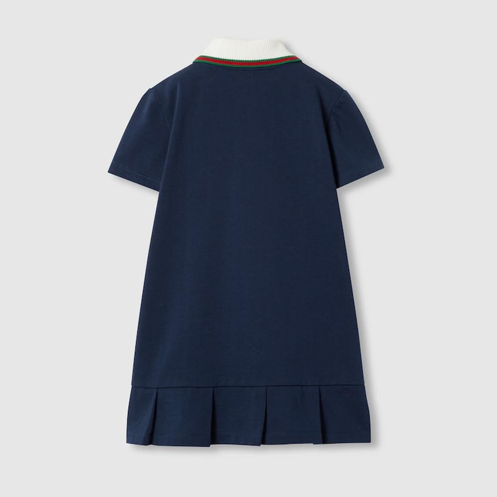 GUCCI Kids Children Web cotton dress Dark blue 786743 XJF82 4681