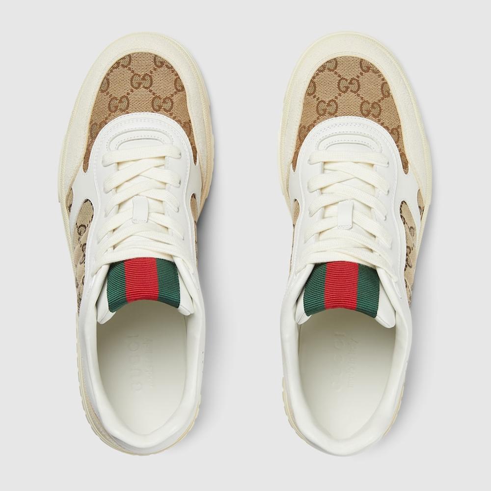 GUCCI Men Gucci Re-Web trainer Beige and ebony Original GG canvas 787476 AADHW 9573