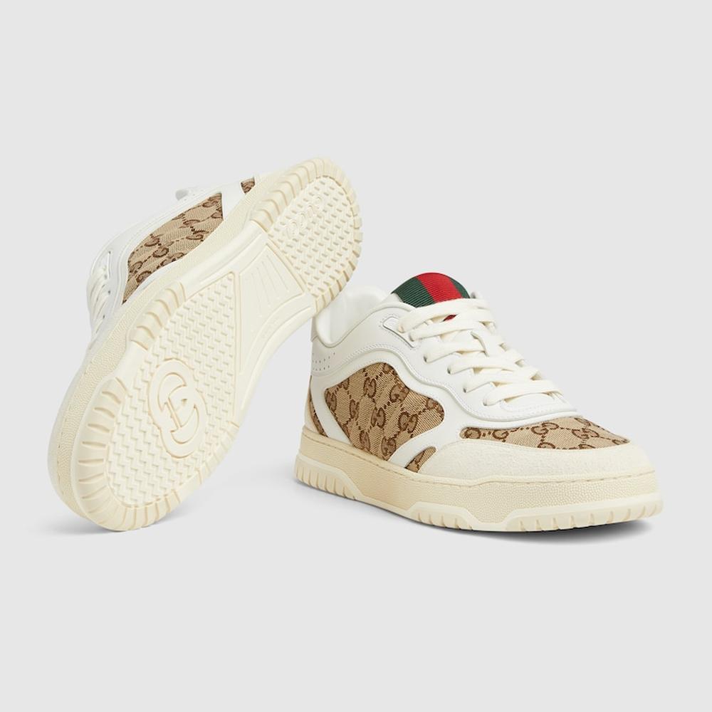 GUCCI Men Gucci Re-Web trainer Beige and ebony Original GG canvas 787476 AADHW 9573