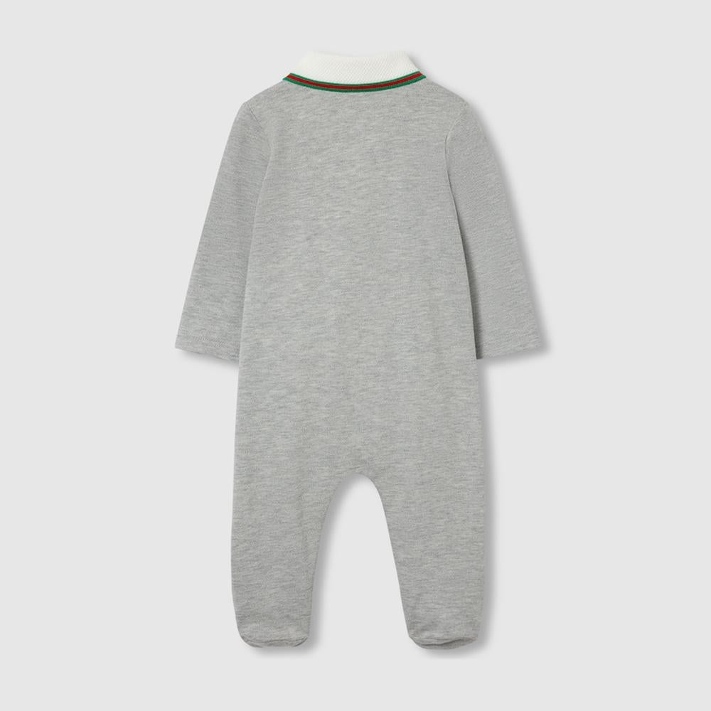 GUCCI Kids Baby cotton piquet one-piece Light grey 793379 XJGNE 1049