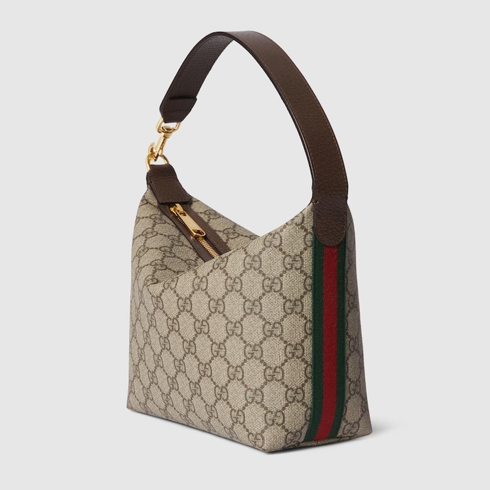 حقيبة كتف صغيرة للغاية Ophidia للنساء من GUCCI باللون البيج والأبنوس من قماش GG Supreme ‎795170 96IWG 8745