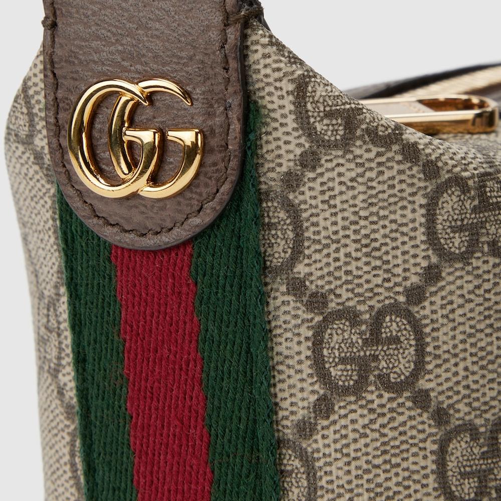 حقيبة كتف صغيرة للغاية Ophidia للنساء من GUCCI باللون البيج والأبنوس من قماش GG Supreme ‎795170 96IWG 8745