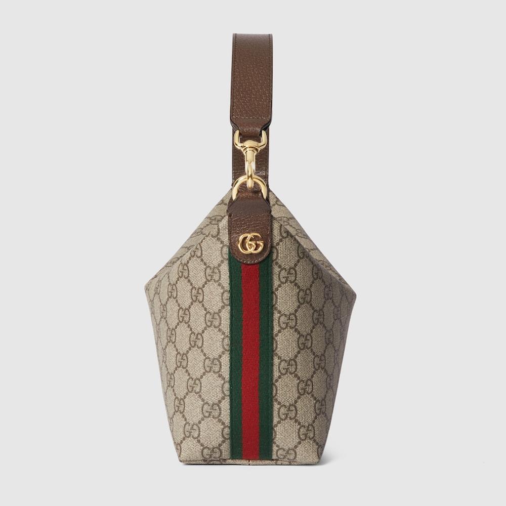 حقيبة كتف صغيرة للغاية Ophidia للنساء من GUCCI باللون البيج والأبنوس من قماش GG Supreme ‎795170 96IWG 8745