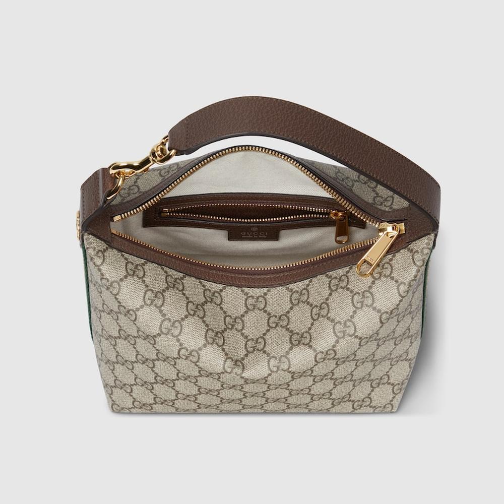 حقيبة كتف صغيرة للغاية Ophidia للنساء من GUCCI باللون البيج والأبنوس من قماش GG Supreme ‎795170 96IWG 8745