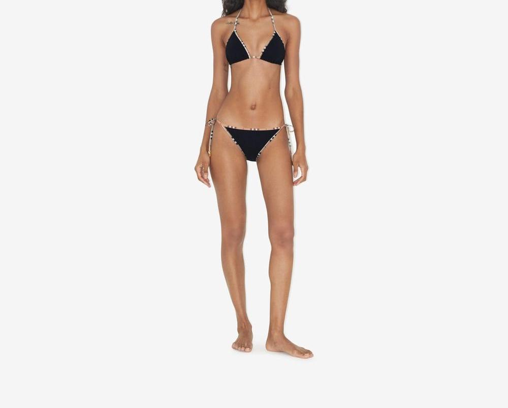 BURBERRY Women Check Trim Triangle Bikini Black 80105821