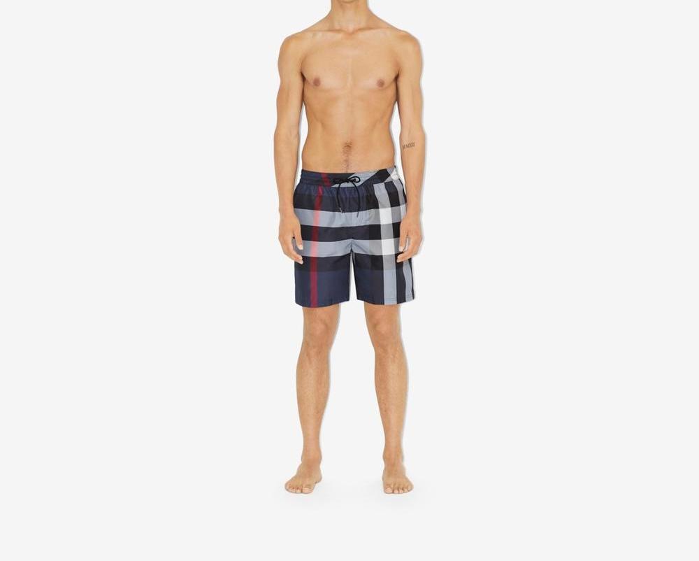 BURBERRY Men Check Swim Shorts Carbon blue 80138791