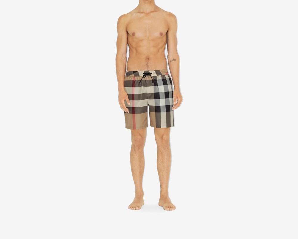 BURBERRY Men Check Swim Shorts Archive beige 80172941