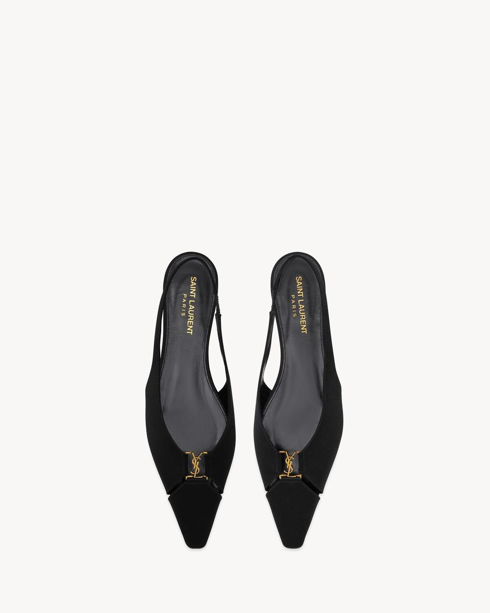 SAINT LAURENT Women babylone slingback flats in satin crepe BLACK 8036469QNAG1000