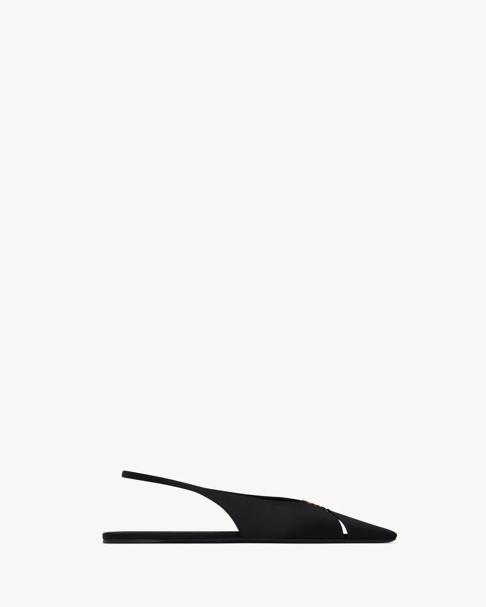 SAINT LAURENT Women babylone slingback flats in satin crepe BLACK 8036469QNAG1000