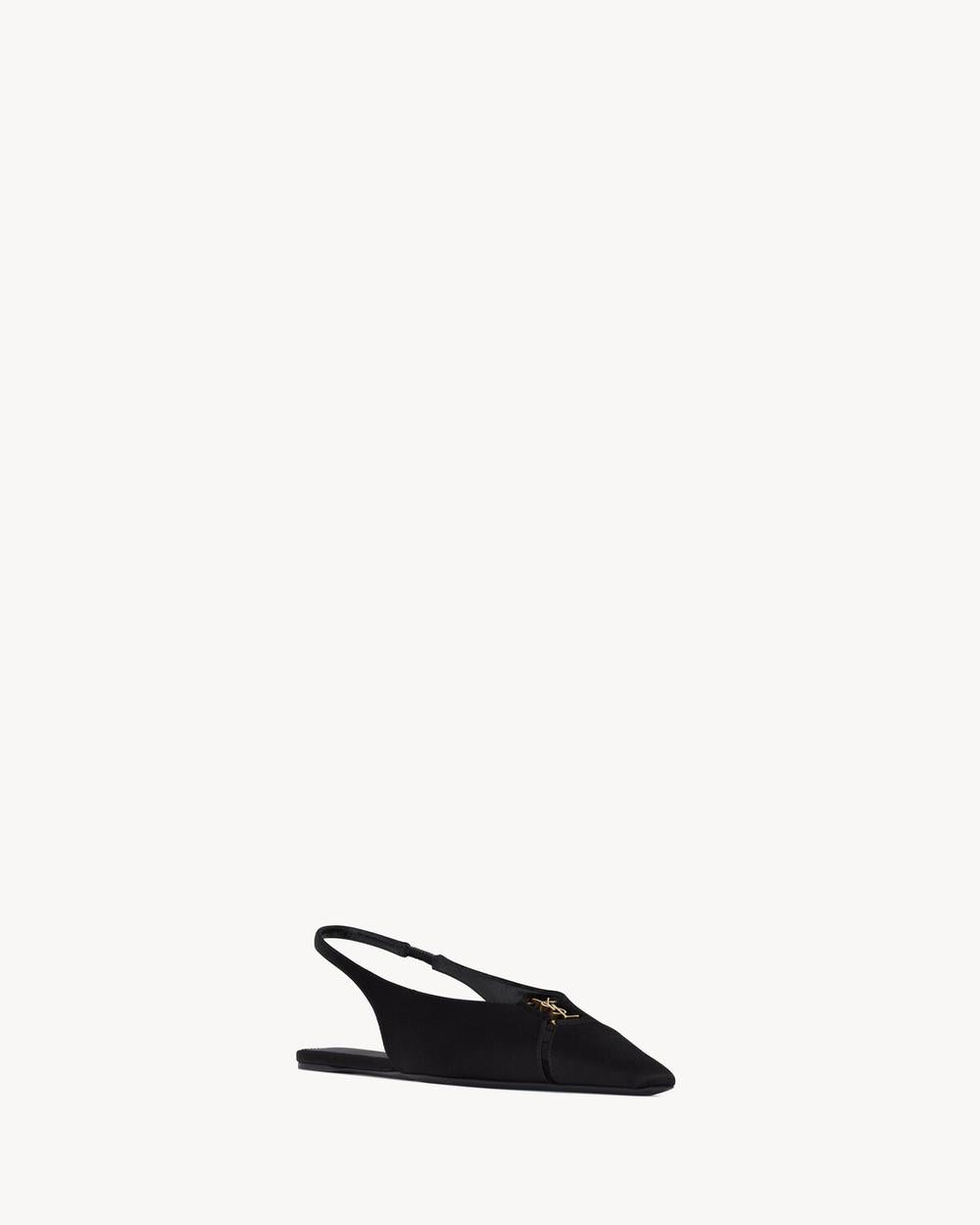 SAINT LAURENT Women babylone slingback flats in satin crepe BLACK 8036469QNAG1000