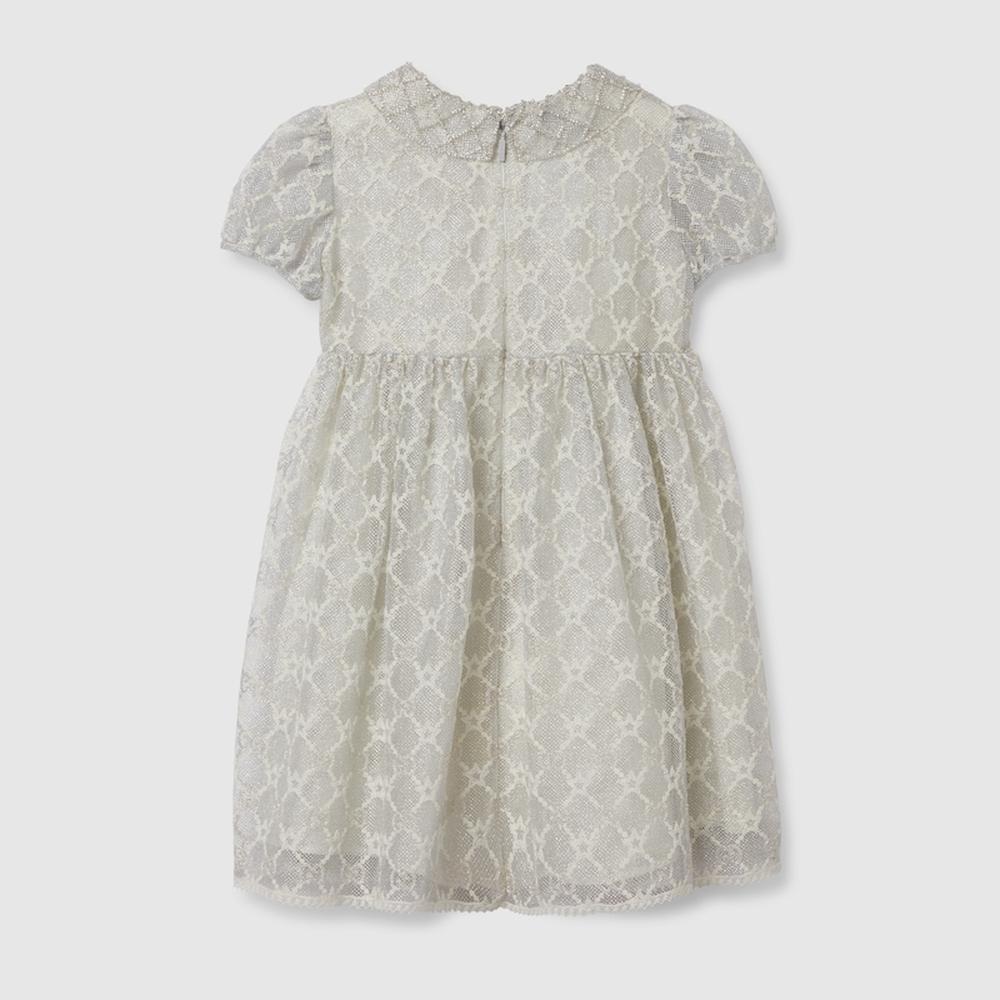 GUCCI Kids Children GG cotton lamé dress Silver and ivory stars 803672 ZARWG 1010