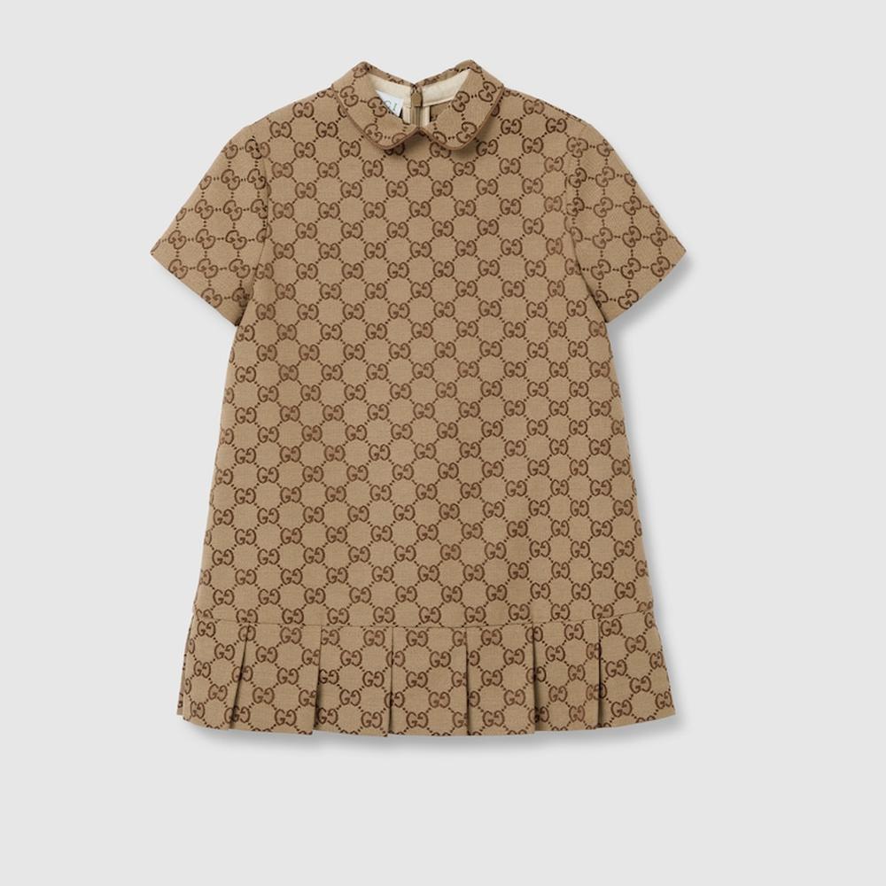 فستان من القماش GUCCI Kids للأطفال GG باللون البيج 804478 XWA2M 2580