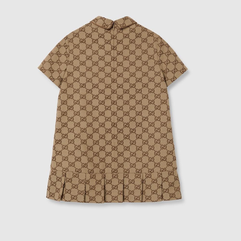 فستان من القماش GUCCI Kids للأطفال GG باللون البيج 804478 XWA2M 2580