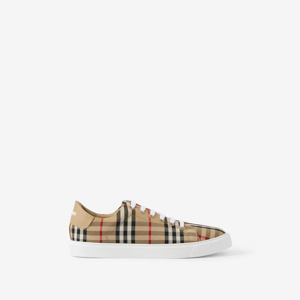 BURBERRY Men Check and Leather Sneakers Archive beige 80497771