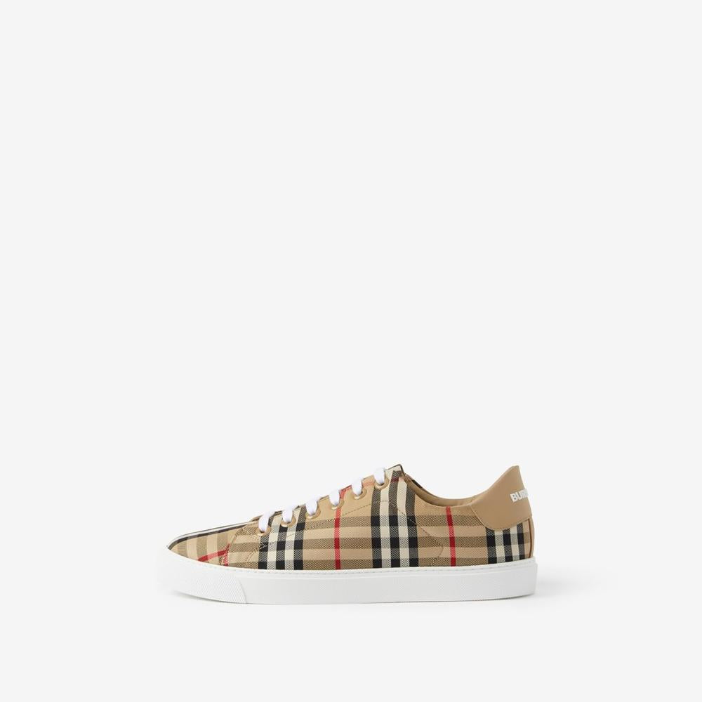 BURBERRY Men Check and Leather Sneakers Archive beige 80497771