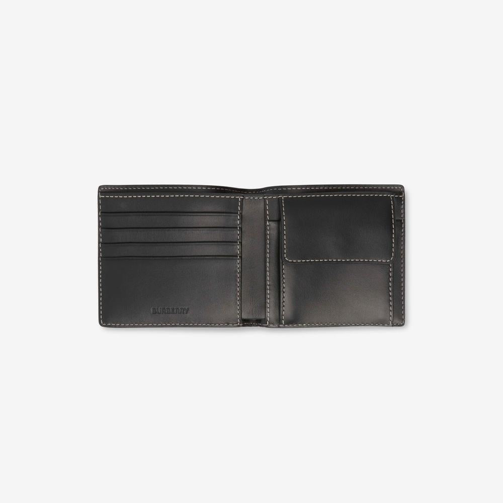 BURBERRY Men Check and Leather Bifold Coin Wallet Dark birch brown 80528021