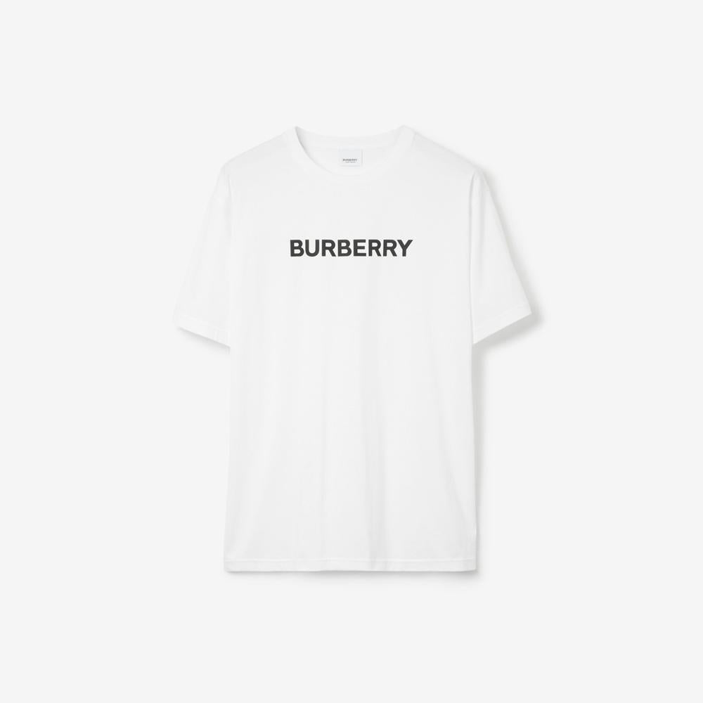 تي شيرت رجالي من القطن بشعار BURBERRY باللون الأبيض 80553091