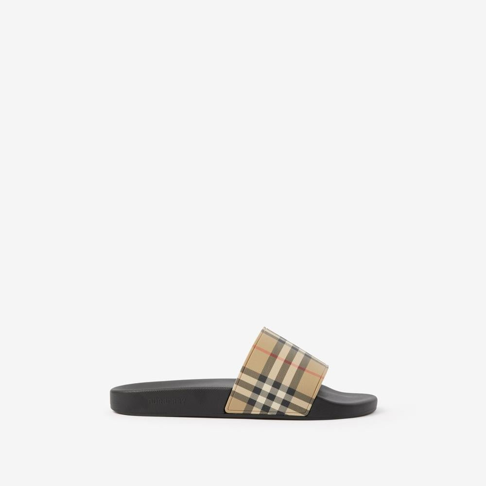 BURBERRY Men Check Slides Archive beige 80569421