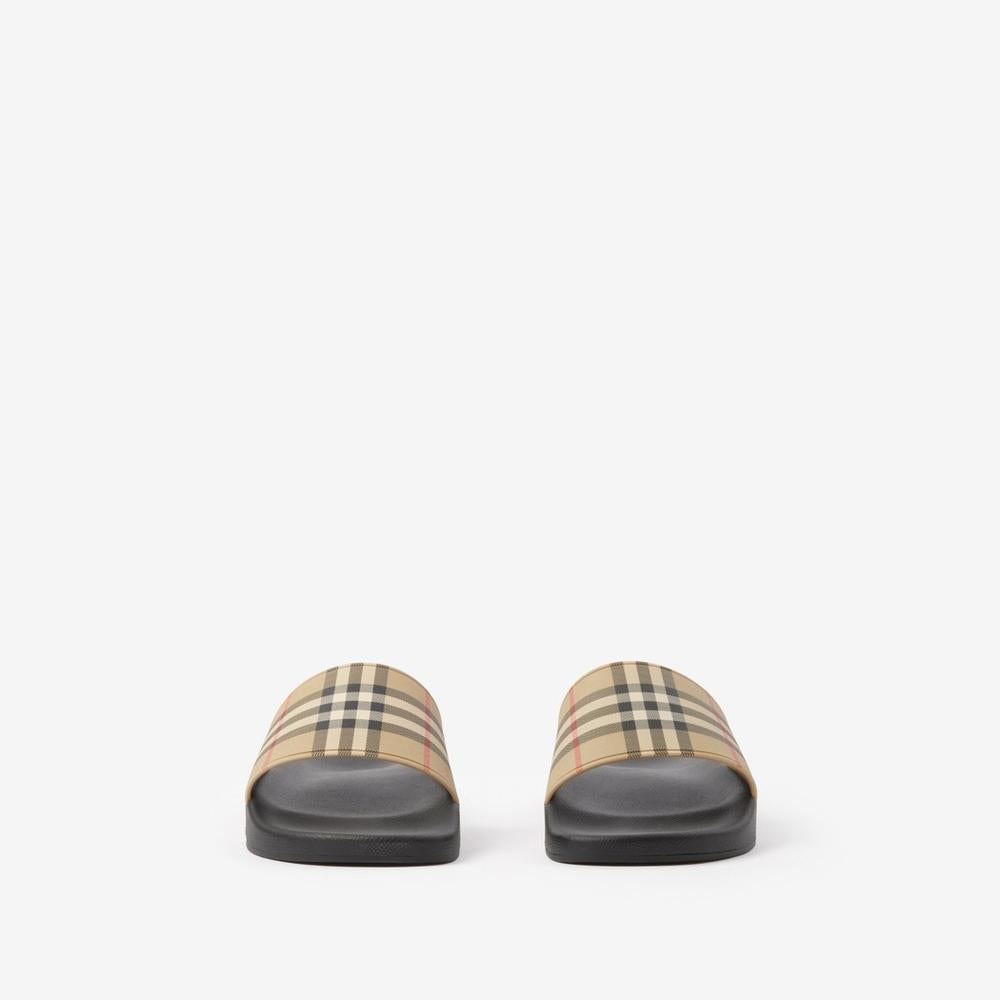 BURBERRY Men Check Slides Archive beige 80569421