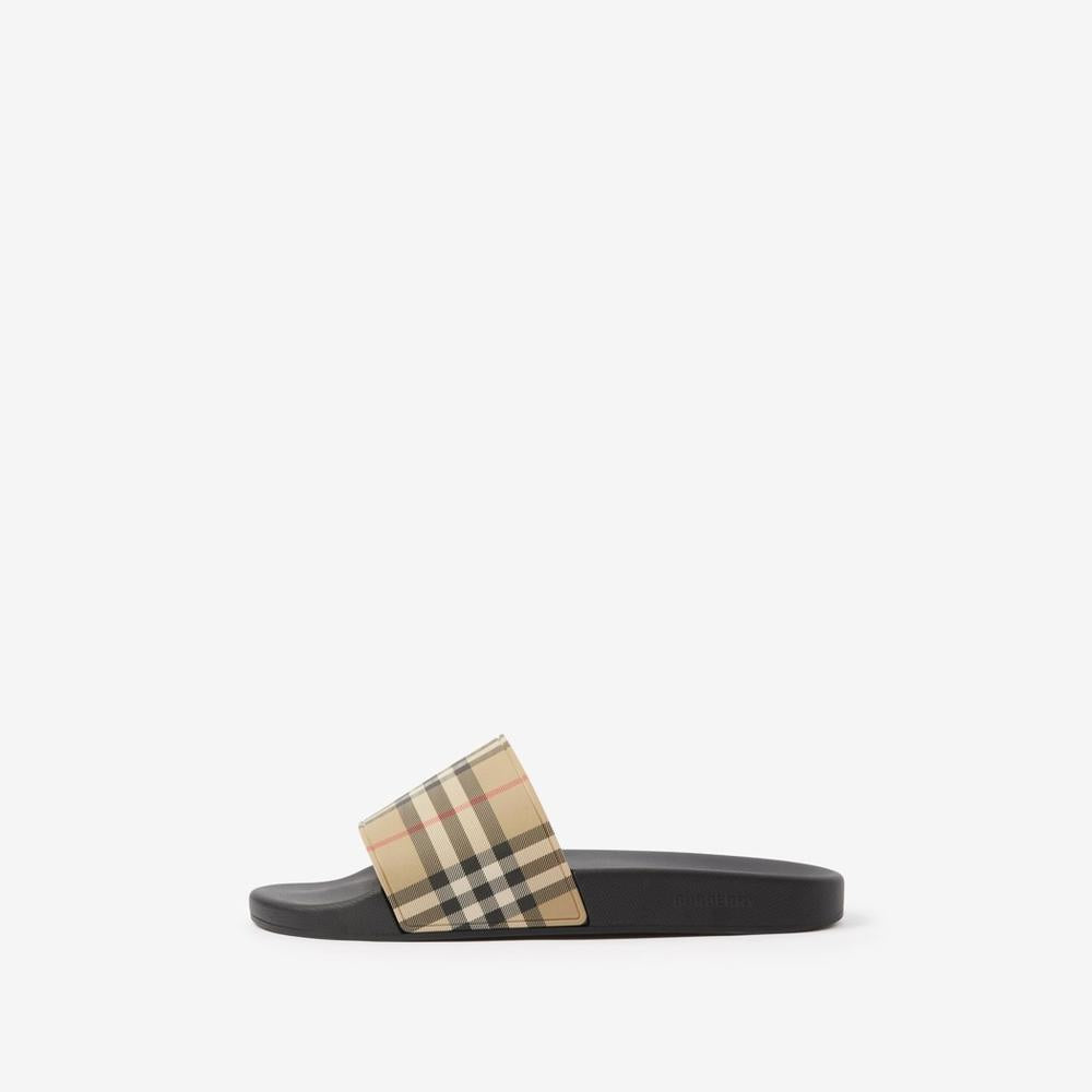 BURBERRY Men Check Slides Archive beige 80569421