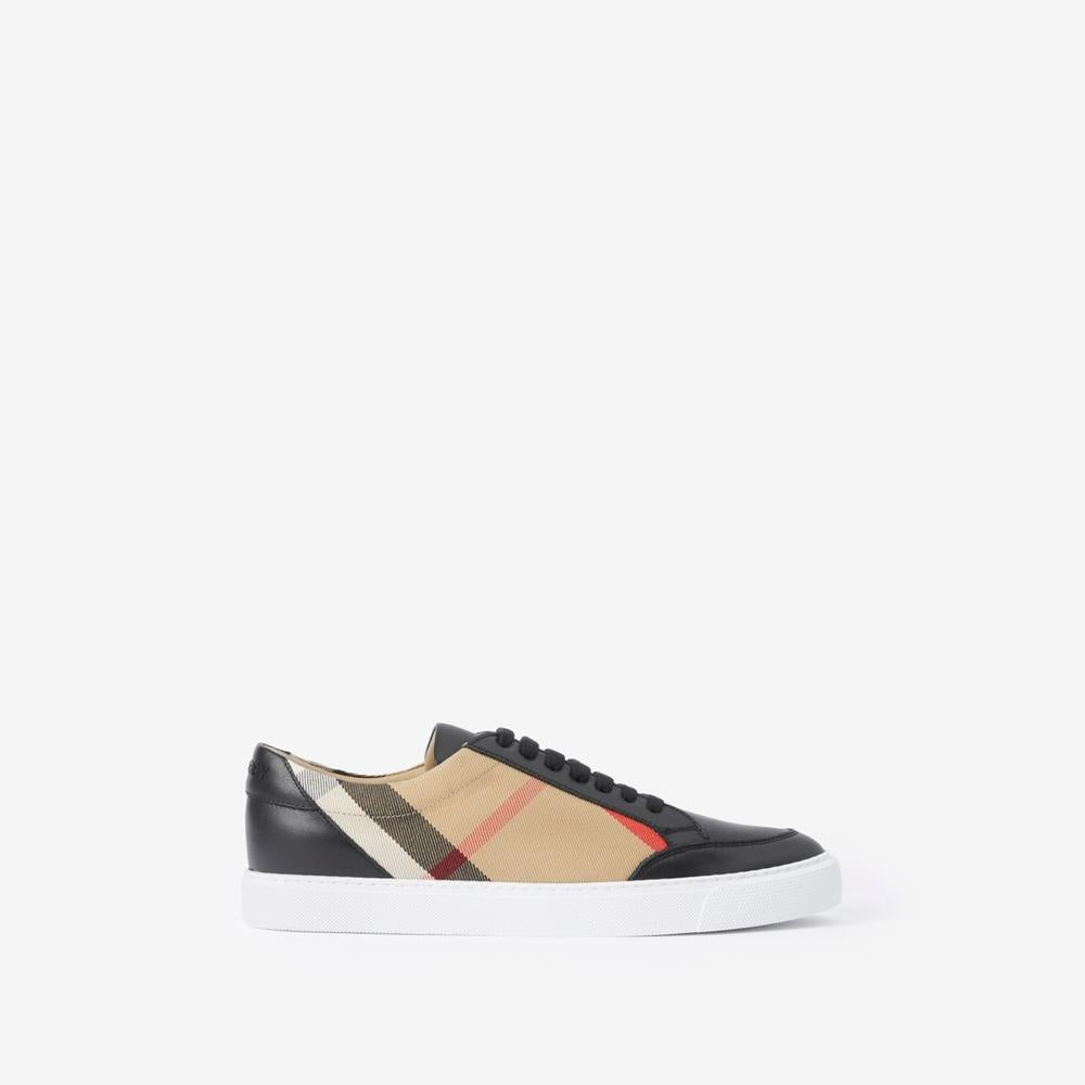 BURBERRY Women House Check and Leather Sneakers Black 80575081