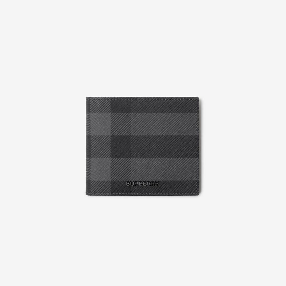 BURBERRY Men Check Bifold Wallet Charcoal 80702731