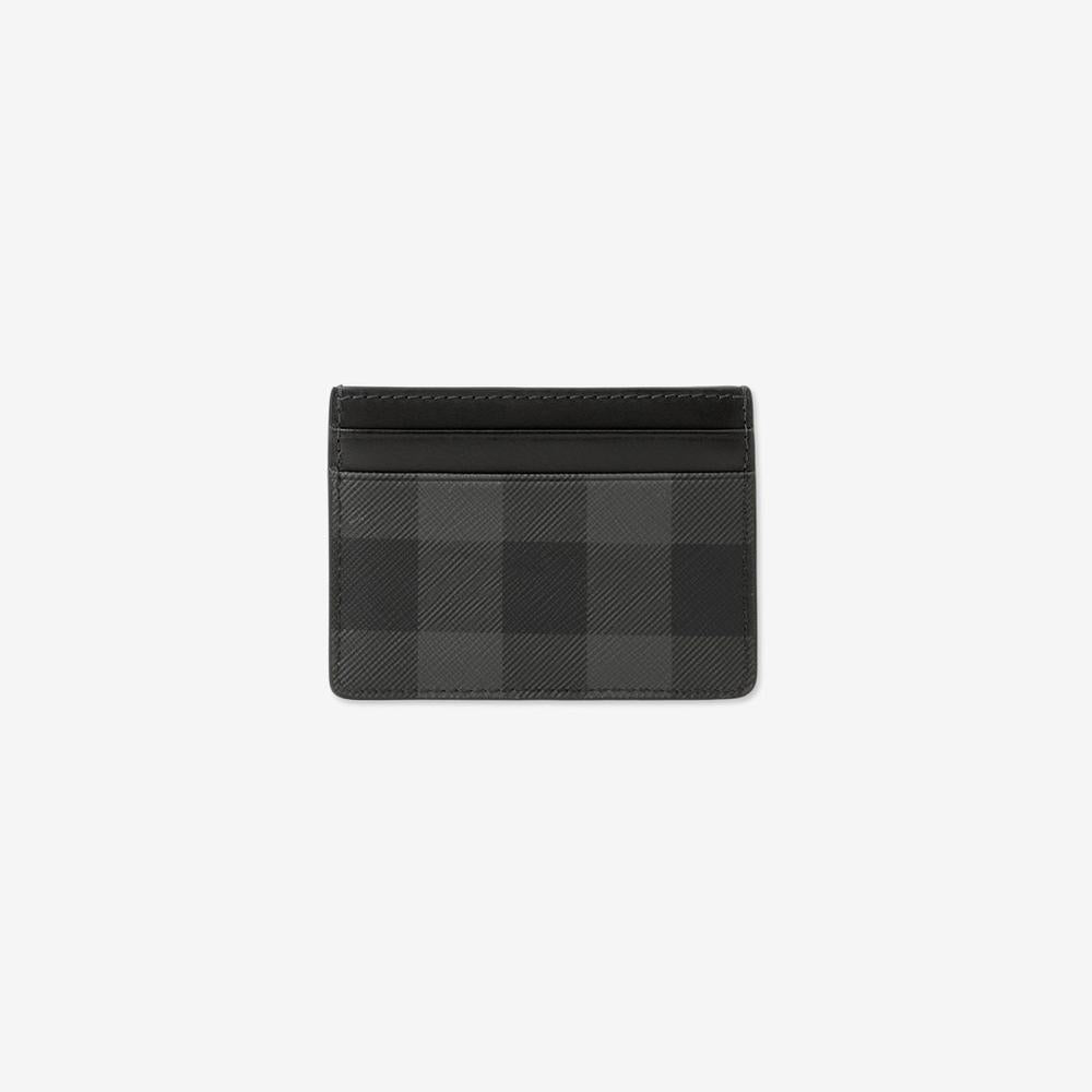 BURBERRY Men Check Card Case Charcoal 80702751